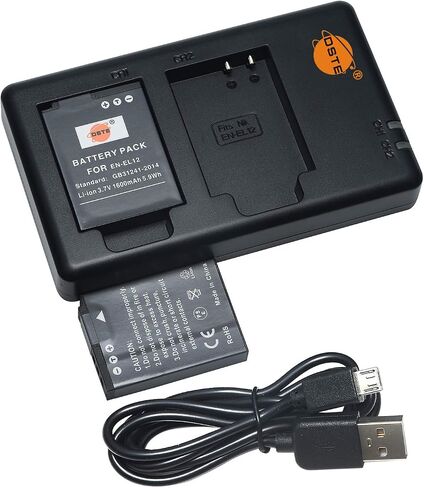DSTE Replacement for 2X EN-EL12 Battery + Rapid Dual Charger with Micro USB Cable Compatible Nikon Coolpix A900 P340 S800c S1000PJ S9500 AW110s AW120s KeyMission 170 KeyMission 360 Camera in Saudi Arabia