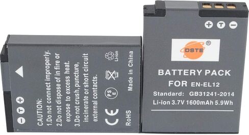 DSTE Replacement for 2X EN-EL12 Battery + Rapid Dual Charger with Micro USB Cable Compatible Nikon Coolpix A900 P340 S800c S1000PJ S9500 AW110s AW120s KeyMission 170 KeyMission 360 Camera in Saudi Arabia