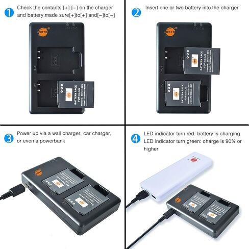 DSTE Replacement for 2X EN-EL12 Battery + Rapid Dual Charger with Micro USB Cable Compatible Nikon Coolpix A900 P340 S800c S1000PJ S9500 AW110s AW120s KeyMission 170 KeyMission 360 Camera in Saudi Arabia
