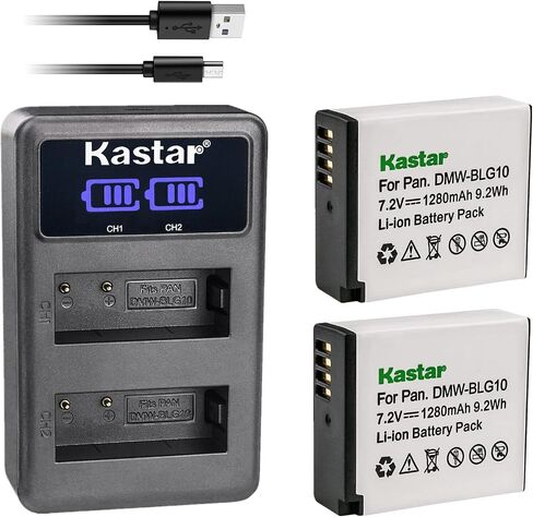Kastar 1-Pack DMW-BLG10 Battery and LED2 USB Charger Compatible with Panasonic DMW-BLG10, DMW-BLG10E, DMW-BLG10PP, DMW-BLE9, DMW-BLE9E, DMW-BLE9PP Battery, Lumix DC-ZS70, Lumix DC-ZS80 Camera in Kuwait