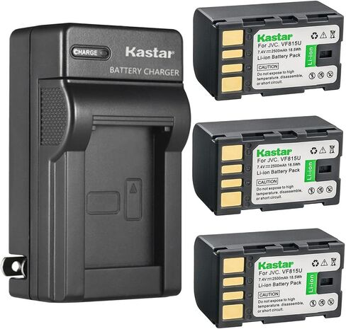 Kastar 1-Pack Battery and AC Wall Charger Replacement for JVC GZ-MG555EK GZ-MG555EX GZ-MG555US GZ-MG575 GZ-MG575AC GZ-MG575B GZ-MG575EK GZ-MG575EX GZ-MG575S GZ-MG575US GZ-MG610S GZ-MG610SEU GZ-MG630 in Kuwait