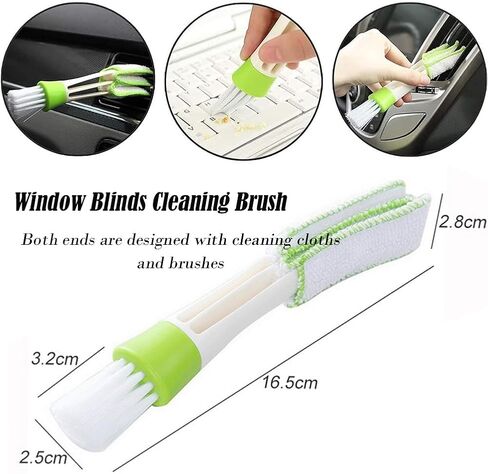 AKOAK 1 Pack Window Blinds Cleaning Brush, Double Head air Conditioning Outlet Cleaner, for Shutter, Vent, Air Conditioning, Quick Cleaning, Removable and Washable in Saudi Arabia