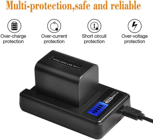 PowerTrust NP-FV70 Battery and LCD USB Charger for Sony HDR-CX190 HDR-CX200 HDR-CX210 HDR-CX220 HDR-CX230 HDR-CX260V HDR-CX290 HDR-CX380 HDR-CX430V HDR-CX580V HDR-CX760V HDR-PJ230 HDR-PJ380 in Saudi Arabia