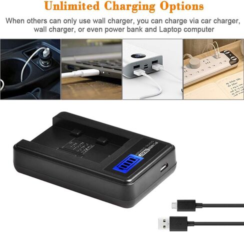 PowerTrust NP-FV70 Battery and LCD USB Charger for Sony HDR-CX190 HDR-CX200 HDR-CX210 HDR-CX220 HDR-CX230 HDR-CX260V HDR-CX290 HDR-CX380 HDR-CX430V HDR-CX580V HDR-CX760V HDR-PJ230 HDR-PJ380 in Saudi Arabia