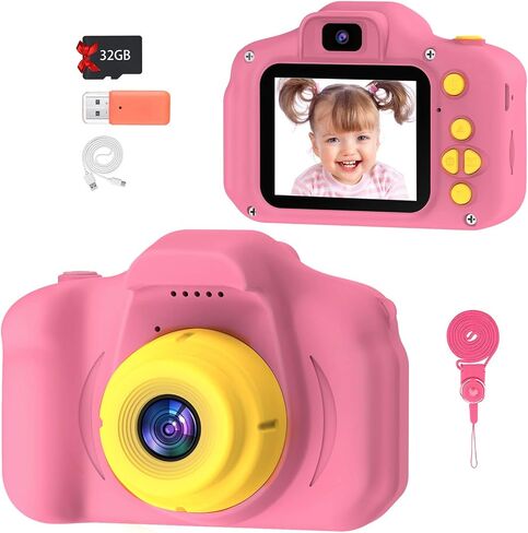 Kids Camera for Boys Girls - 2 Inch IPS Children Camera for Kids 1080P Video Camcorder Toddler Camera Birthday Gifts for 3 4 5 6 7 8 9 Year Old Girls Boys with SD Card (Blue) in Saudi Arabia