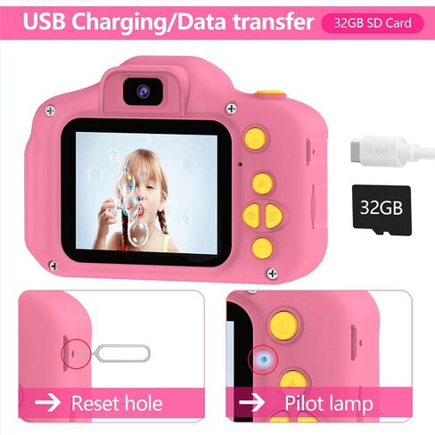 Kids Camera for Boys Girls - 2 Inch IPS Children Camera for Kids 1080P Video Camcorder Toddler Camera Birthday Gifts for 3 4 5 6 7 8 9 Year Old Girls Boys with SD Card (Blue) in Saudi Arabia