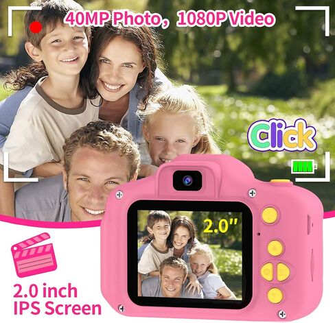 Kids Camera for Boys Girls - 2 Inch IPS Children Camera for Kids 1080P Video Camcorder Toddler Camera Birthday Gifts for 3 4 5 6 7 8 9 Year Old Girls Boys with SD Card (Blue) in Saudi Arabia