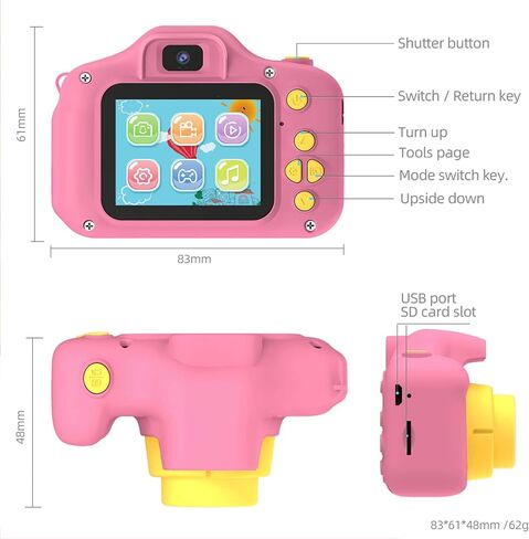 Kids Camera for Boys Girls - 2 Inch IPS Children Camera for Kids 1080P Video Camcorder Toddler Camera Birthday Gifts for 3 4 5 6 7 8 9 Year Old Girls Boys with SD Card (Blue) in Saudi Arabia