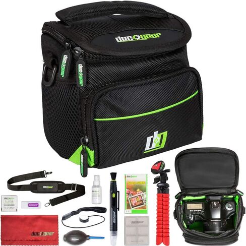 كاميرا Minolta MN67Z-BK 20MP / 1080p HD Bridge الرقمية مع تكبير بصري 67x حزمة سوداء مع بطاقة ذاكرة Lexar Professional 633x 64GB UHS-1 فئة 10 SDXC وحقيبة كاميرا ديكو جير لكاميرات DSLR in Kuwait