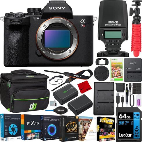 Sony a7R V Mirrorless Full Frame Interchangeable Lens Camera Body ILCE-7RM5 Bundle with Meike MK320 TTL HSS Flash Speedlite + Deco Gear Photography Bag Case + Extra Battery,Dual Charger+ Accessories in Saudi Arabia