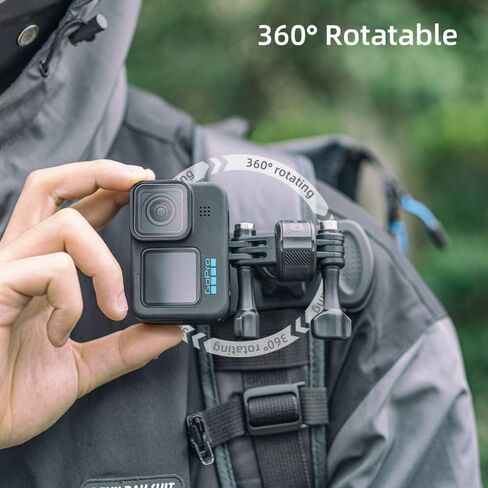 Backpack Strap Clip Mount, 360° Rotation Backpack Clamp Mount Compatible with Gopro Hero 13/12/11/10/9/8 Black, Session, DJI Osmo Action 6/5Pro/4/3 and Most Action Cameras (BC-2) in Saudi Arabia
