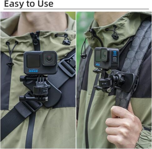 Backpack Strap Clip Mount, 360° Rotation Backpack Clamp Mount Compatible with Gopro Hero 13/12/11/10/9/8 Black, Session, DJI Osmo Action 6/5Pro/4/3 and Most Action Cameras (BC-2) in Saudi Arabia