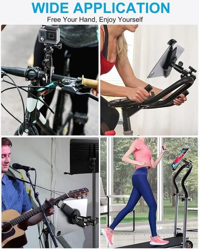 woleyi Large Tablet Mount Holder with 1/4" Screw Thread for Spin Bike, Treadmill, Microphone Stand, Tripod Adapter, Exercise Bicycle, Handlebar, for iPad Pro 12.9 Air & 9.5-14.5" Tablet, Gopro, Camera in Saudi Arabia