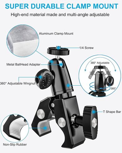 woleyi Large Tablet Mount Holder with 1/4" Screw Thread for Spin Bike, Treadmill, Microphone Stand, Tripod Adapter, Exercise Bicycle, Handlebar, for iPad Pro 12.9 Air & 9.5-14.5" Tablet, Gopro, Camera in Saudi Arabia