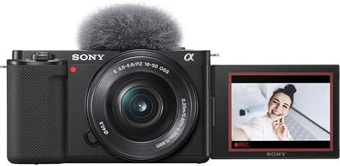 Sony ZV-E10 Mirrorless Camera with 16-50mm Lens (Black) Bundle - ILCZV-E10L/B + Prime Accessory Package Including 128GB Memory, TTL Flash, Battery, Editing Software Package, Auxiliary Lenses & More in Saudi Arabia