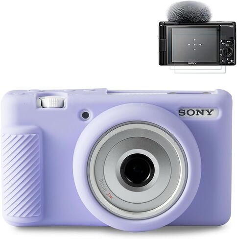 حافظة Pocoukate لكاميرا Sony ZV-1F، ZV-1 II/ZV-1M2 Vlog، غطاء سيليكون لكاميرا ZV1F، مضاد للخدش ناعم مع واقي شاشة ZV1 F - جلد القهوة in Kuwait