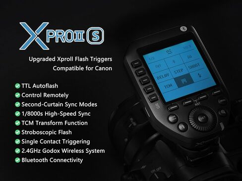 Godox XProII-S TTL Wireless Flash Trigger Compatible for Sony, 1/8000s HSS 2.4G Wireless Flash Transmitter, TTL-Convert-Manual, Extra Large LCD Screen, Bluetooth Connection, New Hotshoe Locking in Saudi Arabia