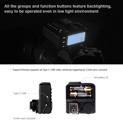 Godox X2T-C TTL Wireless Flash Trigger with Bluetooth Connection for Canon, 2.4G HSS 1/8000s,TCM Function,5 Separate Group Buttons & Quick Lock Hot-Shoe &LCD Display in Saudi Arabia