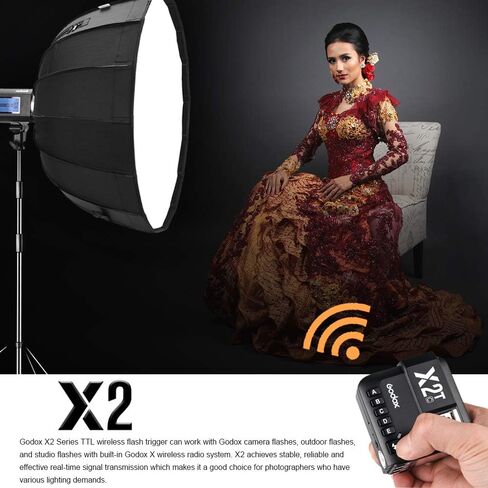 Godox X2T-C TTL Wireless Flash Trigger with Bluetooth Connection for Canon, 2.4G HSS 1/8000s,TCM Function,5 Separate Group Buttons & Quick Lock Hot-Shoe &LCD Display in Saudi Arabia