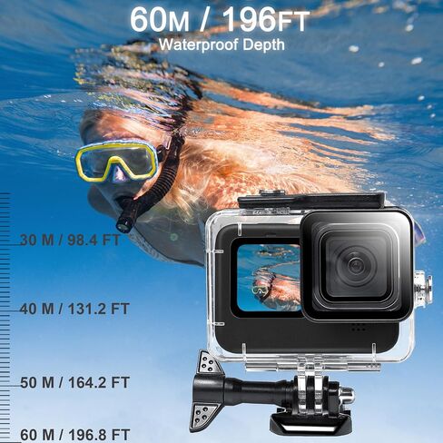 Touchscreen Waterproof Housing Case for Go Pro Hero 4 Hero 3+ Hero 3 Black Diving Protection Underwater Dive Cover Protective Shell 50M/164FT with Touchscreen Bracket Accessories in Saudi Arabia