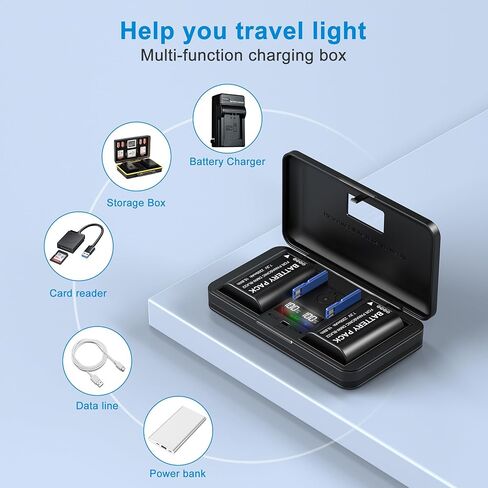 NP-FW50 Battery Charger Compatible with Sony NEX-7/5N/F3/5R/6/3/3A/3D/3DW/3K/3KS/5/5A/5C/5D/5DB/5HB/5K, A6000, A6400, A6300, A6500, A7, A7II, A7RII, A7SII, A7S, A7S2, A7R, A7R2, A55, A5100, RX10 in Kuwait