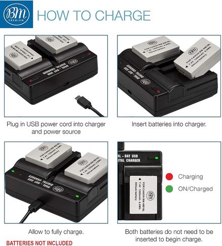 BM Premium NB-10L Dual Bay Battery Charger for Canon PowerShot G15, G16, G1X, G3X, SX40 HS, SX40HS, SX50 HS, SX60 HS Digital Cameras in Saudi Arabia