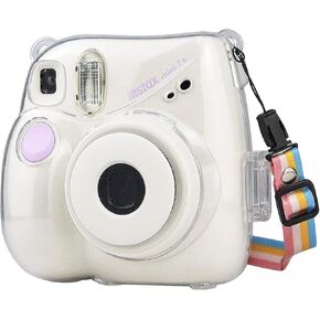 Rieibi Mini 7+ Case, Transparent Crystal Camera Case for Fujifilm Mini 7+ Instant Camera, Protective PP Cover with Removable Shoulder Strap in Kuwait