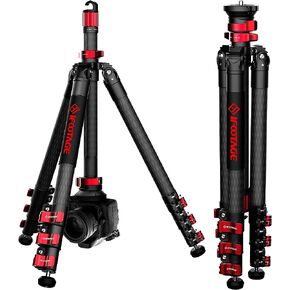 IFOOTAGE TC6S Carbon Fiber Video Tripod 65" Professional Camera Tripod | 3 Sections Camera Tripod with Centre Pole Compatible Canon Nikon Sony DSLR Camcorder, Professional Video Support, 17.6lb Load in Kuwait