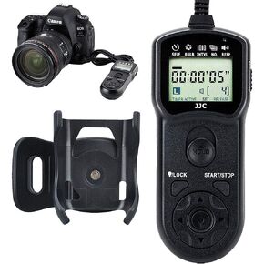JJC Timer Remote Control Shutter Release for Canon EOS R3 R5C R5 C 6D 7D Mark II, 5D Mark IV III II 5Ds 5DsR, 1DX Mark II, 1Ds Mark III II, 1D Mark IV III II, 1DC 50D 40D 30D as Canon RS-80E3 TC-80N3