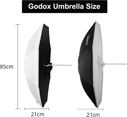 غودوكس مظلة ناعمة عاكسة مع غطاء موزع 85 سم 33.4 انش اسود فضي وشفاف مع حامل اضاءة 2 × 2 متر 2 × دعامة من النوع E 2 × شنطة حمل لاستوديو التصوير الفوتوغرافي in Kuwait