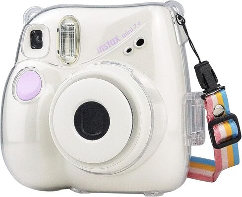 Rieibi Mini 7+ Case, Transparent Crystal Camera Case for Fujifilm Mini 7+ Instant Camera, Protective PP Cover with Removable Shoulder Strap in Kuwait