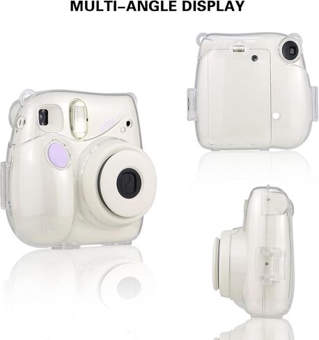 Rieibi Mini 7+ Case, Transparent Crystal Camera Case for Fujifilm Mini 7+ Instant Camera, Protective PP Cover with Removable Shoulder Strap in Kuwait
