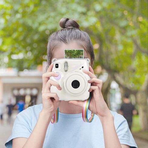 Rieibi Mini 7+ Case, Transparent Crystal Camera Case for Fujifilm Mini 7+ Instant Camera, Protective PP Cover with Removable Shoulder Strap in Kuwait