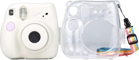 Rieibi Mini 7+ Case, Transparent Crystal Camera Case for Fujifilm Mini 7+ Instant Camera, Protective PP Cover with Removable Shoulder Strap in Kuwait