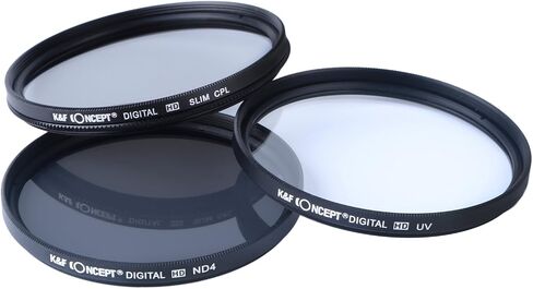 K&F Concept 62mm UV CPL ND4 Neutral Density Len Accessory Filter Compatible with Canon Nikon DSLR Camera + Cleaning Pen + Filter Pouch in Kuwait