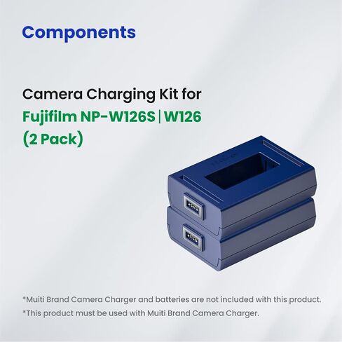 bronine NP-W126S، NP-W126 طقم شحن بطارية الكاميرا 2 حزمة لشاحن كاميرا متعدد العلامات التجارية متوافق مع Fujifilm X100f X-A1 A2 A3 A5 A7 A10 A20 X-E1 E2 E3 X-Pro1 X-Pro2 X-T1 T2 T10 T20 T100 X-M1 in Saudi Arabia