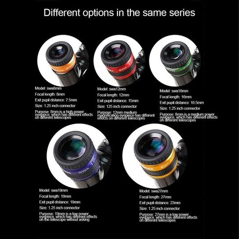 JUIYU Telescope Accessory Set 70 Degree Super Wide-Angle High Achromatic 1.25 Inch Metal Eyepiece Professional Telescope Accessories Telescope Camera (Color : 19mm) in Saudi Arabia