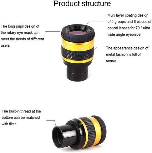 JUIYU Telescope Accessory Set 70 Degree Super Wide-Angle High Achromatic 1.25 Inch Metal Eyepiece Professional Telescope Accessories Telescope Camera (Color : 19mm) in Saudi Arabia