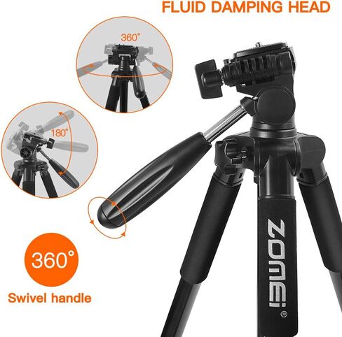 Selfie Tripod,ZM Q222 Lightweight Aluminum Tripod Monopod Portable Travel Camera Stand with 3-Way Pan Head and Carry Bag for Canon Nikon Sony DSLR(Black) in Kuwait