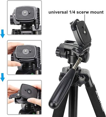 Selfie Tripod,ZM Q222 Lightweight Aluminum Tripod Monopod Portable Travel Camera Stand with 3-Way Pan Head and Carry Bag for Canon Nikon Sony DSLR(Black) in Kuwait