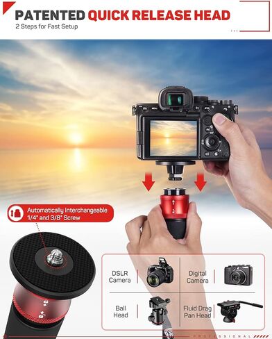 IFOOTAGE 71" Carbon Fiber Camera Monopod, IFOOTAGE Video Tripod Head Fluid Drag Pan Head for DSLR Cameras, IFOOTAGE Quick Release Plate (New Version) for IFOOTAGE Cobra 2 Camera Monopod in Saudi Arabia