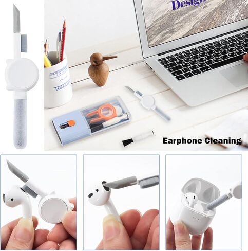 مجموعة تنظيف لوحة مفاتيح شاشة الكمبيوتر المحمول Airpod، فرشاة تنظيف إلكترونية 10 في 1، أداة تنظيف الإلكترونيات لجهاز MacBook iPad iPhone الخلوي، أداة فرشاة للكمبيوتر اللوحي، وكاميرا الكمبيوتر، وشاشة الكمبيوتر. (لون القرنفل) in Kuwait