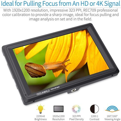 FEELWORLD FW279S 7 Inch Ultra Bright 2200nit Daylight Viewable Full HD 1920x1200 IPS Panel DSLR On Camera Field Monitor 3G SDI 4K HDMI Input/Output Video Assist Peaking Focus in Saudi Arabia
