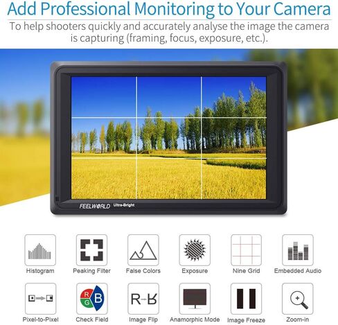 FEELWORLD FW279S 7 Inch Ultra Bright 2200nit Daylight Viewable Full HD 1920x1200 IPS Panel DSLR On Camera Field Monitor 3G SDI 4K HDMI Input/Output Video Assist Peaking Focus in Saudi Arabia