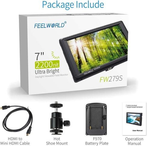 FEELWORLD FW279S 7 Inch Ultra Bright 2200nit Daylight Viewable Full HD 1920x1200 IPS Panel DSLR On Camera Field Monitor 3G SDI 4K HDMI Input/Output Video Assist Peaking Focus in Saudi Arabia