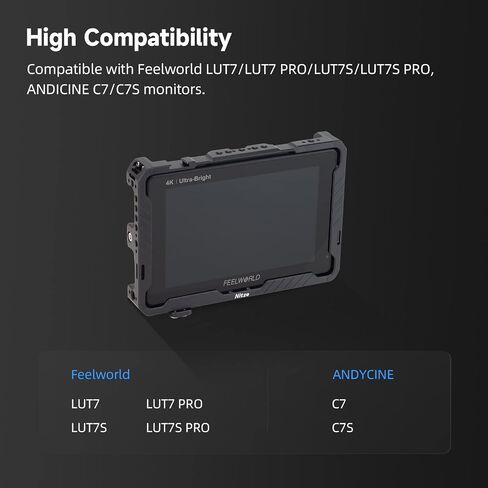 Nitze LUT7 Cage for Feelworld LUT7/ LUT7 PRO/ LUT7S/ LUT7S PRO Monitor with Sunhood, HDMI Cable Clamp, Built-in NATO Rails and Cold Shoe - JTP2-LUT7S in Saudi Arabia