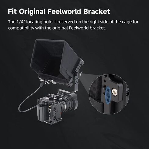 Nitze LUT7 Cage for Feelworld LUT7/ LUT7 PRO/ LUT7S/ LUT7S PRO Monitor with Sunhood, HDMI Cable Clamp, Built-in NATO Rails and Cold Shoe - JTP2-LUT7S in Saudi Arabia