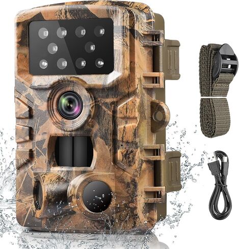 كاميرا BrightTop Trail 24MP 1080P مقاومة للماء للصيد وكاميرا مراقبة للحياة البرية وكاميرا للرؤية الليلية مع 3 أجهزة استشعار بالأشعة تحت الحمراء، مستشعر حركة مع سرعة تشغيل 0.2 ثانية in Kuwait