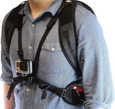 Navitech Action Camera Backpack & Red Storage Case with Integrated Chest Strap - Compatible with Yarber 4K Action Camera in Kuwait