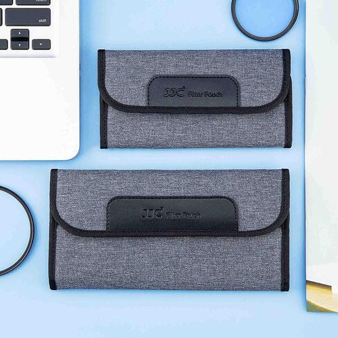 JJC 3-Pocket Lens Filter Pouch Case, Wallet for Circular Filters up to 82mm | Padded Folding Filter Bag, with Belt Loop & Fasten Closure, Durable Polyester Material, Dustproof, Compact to Travel in Saudi Arabia